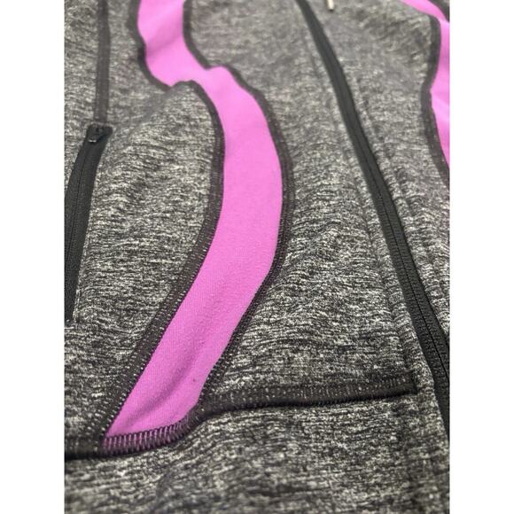 Lululemon Stride Jacket 4 Gray Purple Hooded Full Zip High Collar Thumb Holes - Picture 2 of 6